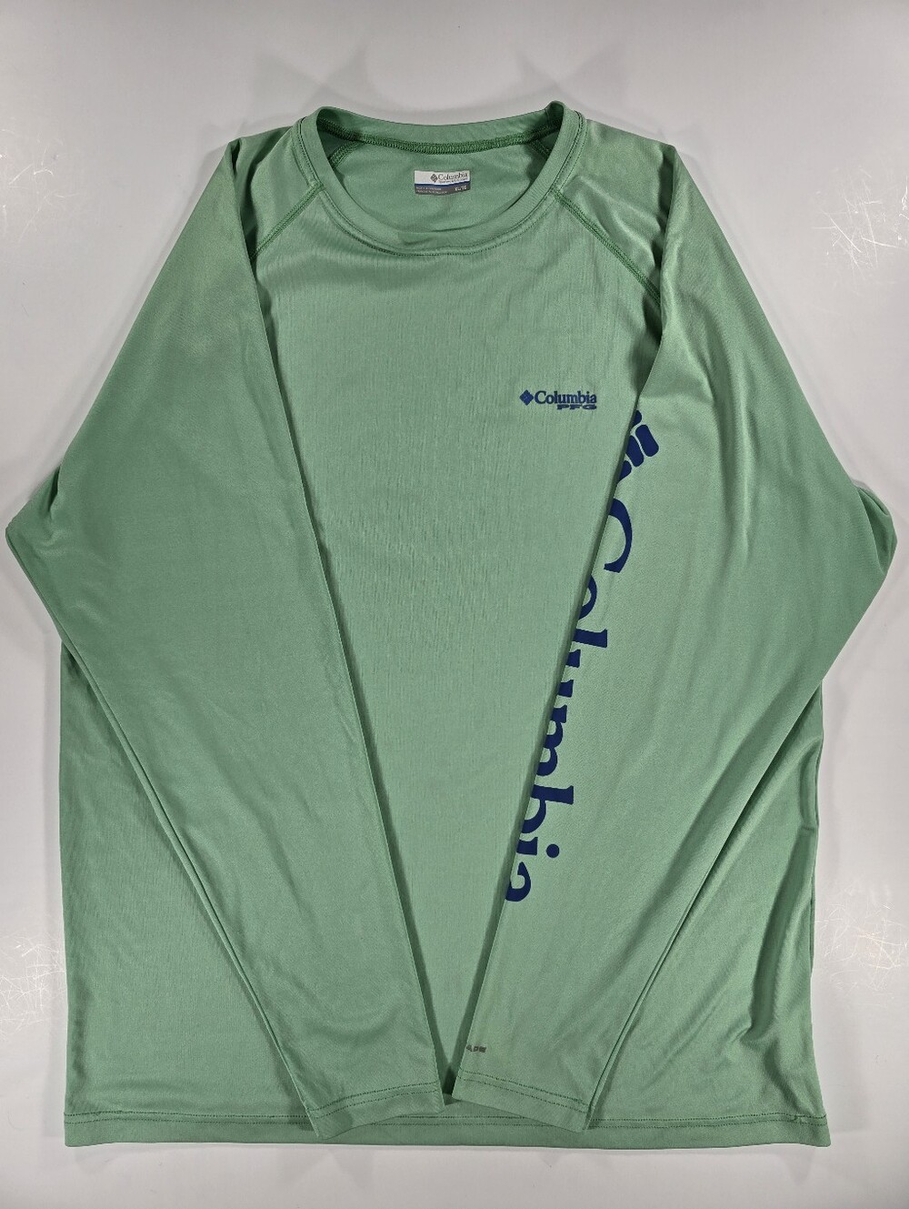 Colombia Long Sleeve Sun Fishing Shirt Men XL PFG Mint Green Performance Stretch